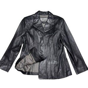 Wilson’s Leather Pelle Studio Vintage Black Leather Designer Luxury Jacket